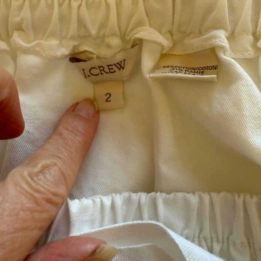 J. Crew white pull on elastic drawstring above the knee skirt women's size 2 - Image 10