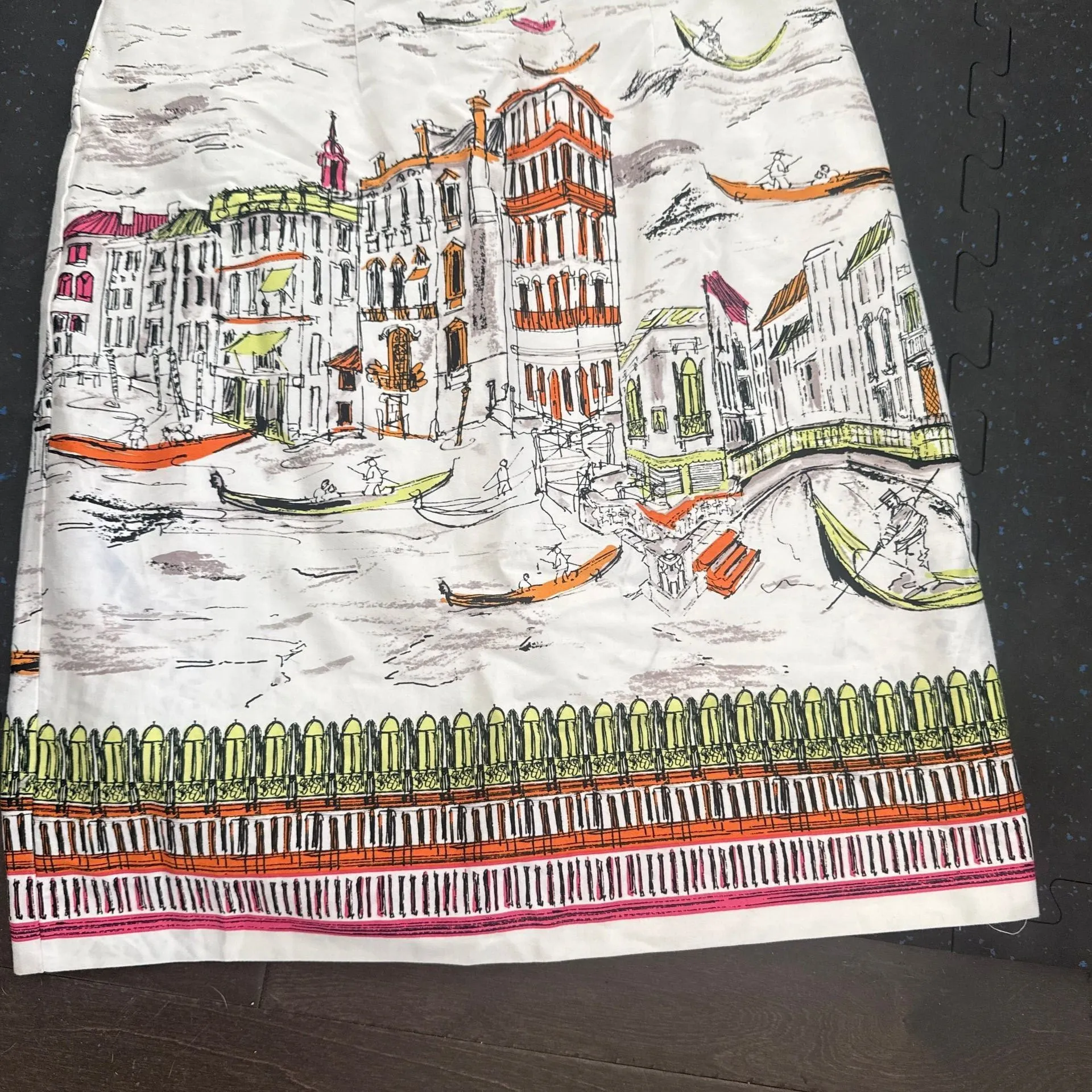 Chetta B Venice Italy Scenic Sketch Print Sleeveless Sheath Cotton Dress - Image 2