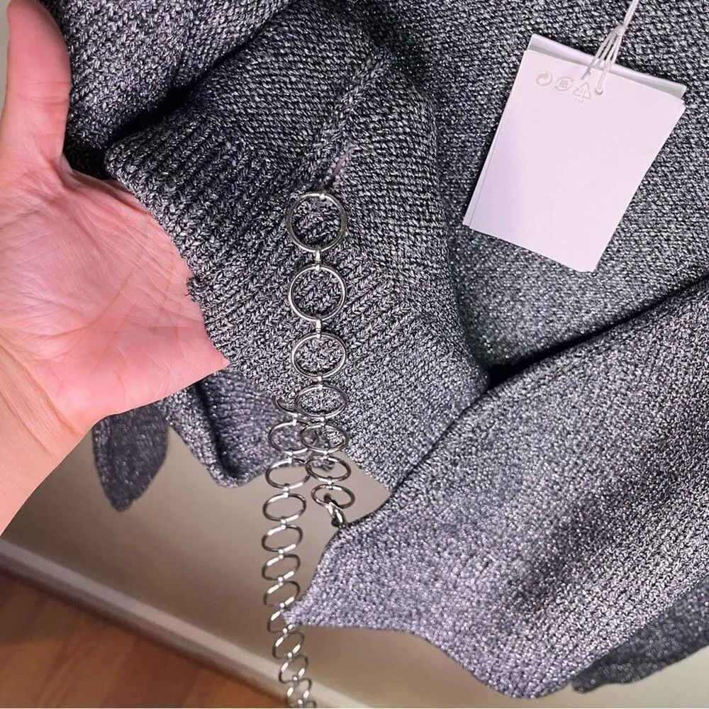 & Other Stories NWT Grey Silver Glitter Sparkle Wrap Crop Top XS Fairy Grunge - Image 10