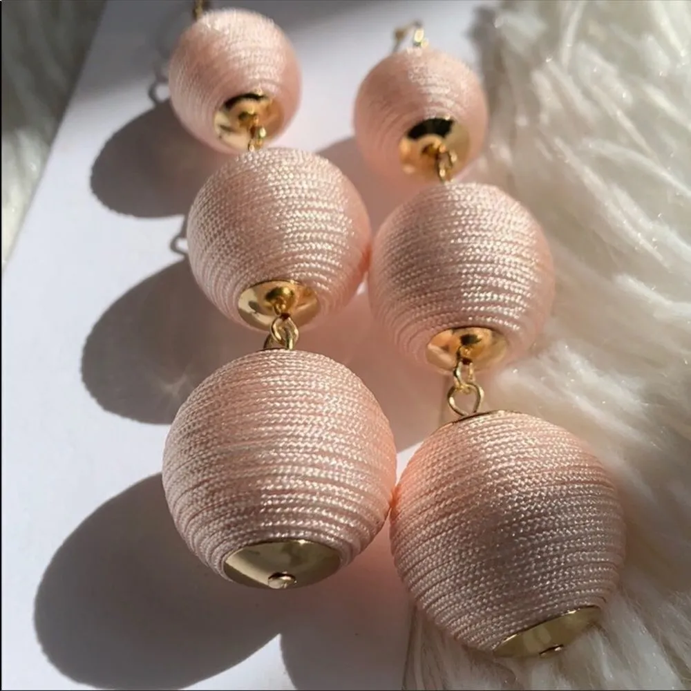 ✨ Linear Fabric Ball Drop Earrings✨ - Image 4