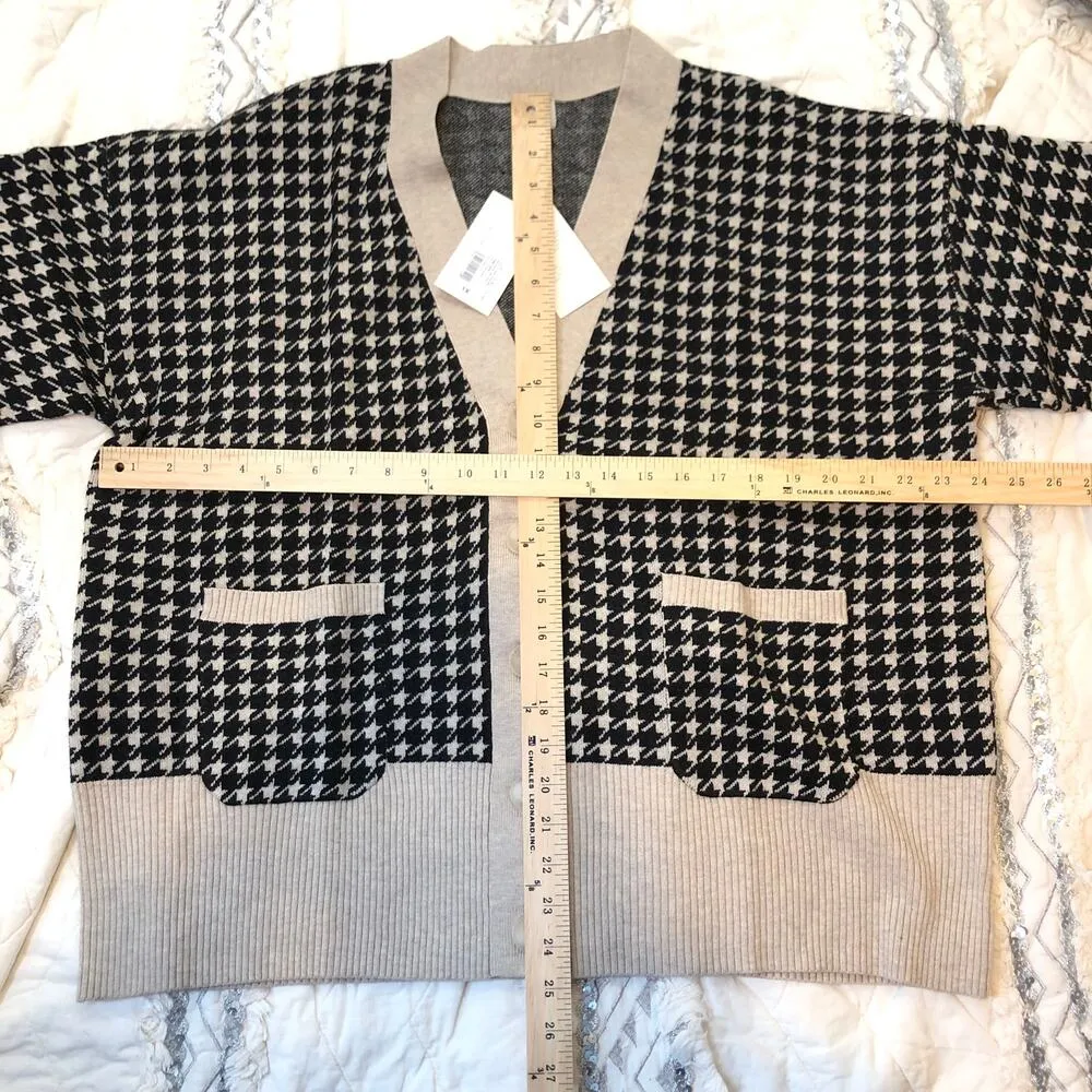 A New Day NWT Women's Taupe Houndstooth Cardigan Sweater Size 1X - Image 7
