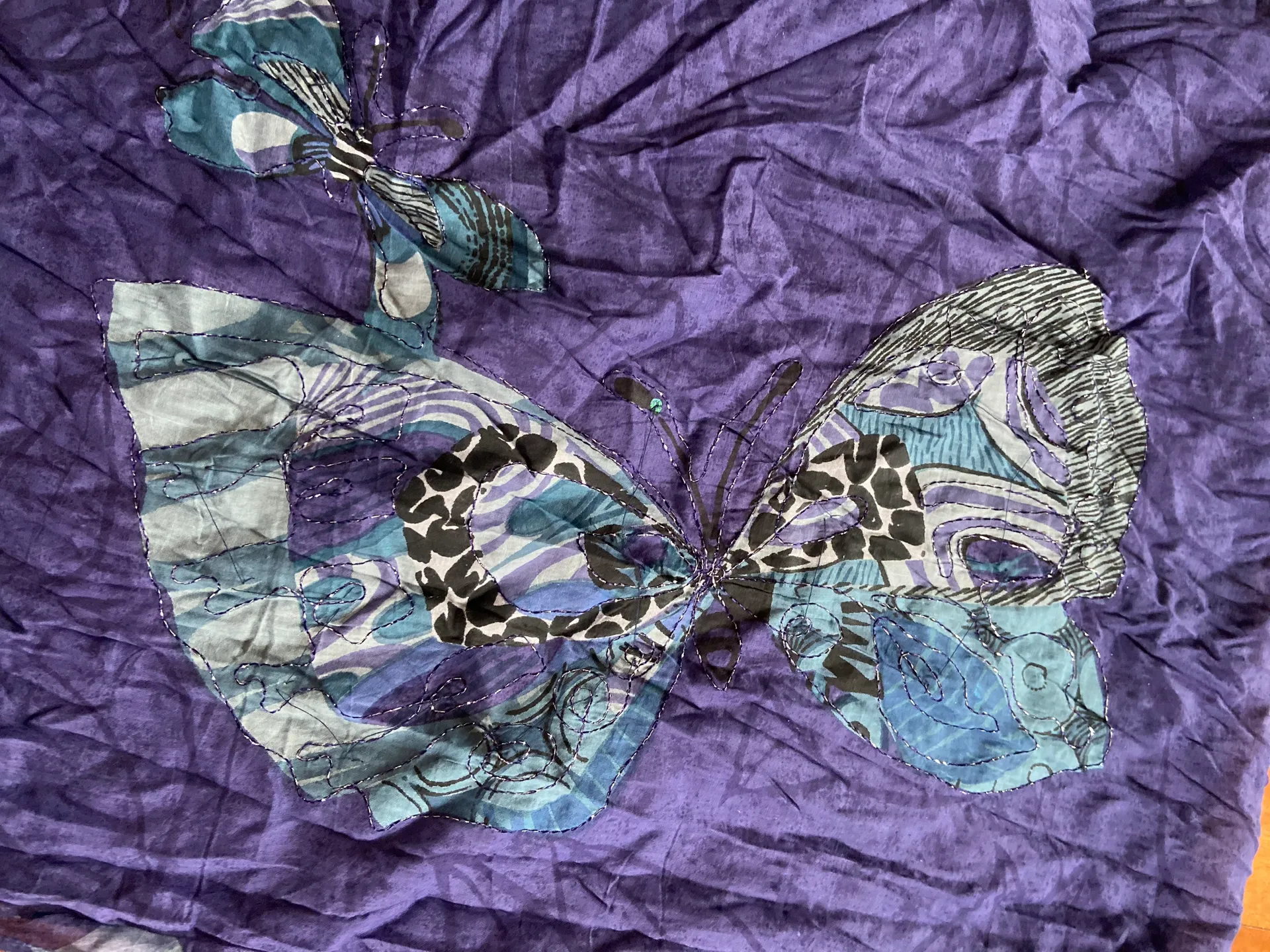 Butterfly Pattern Large Shawl Purple - Image 3