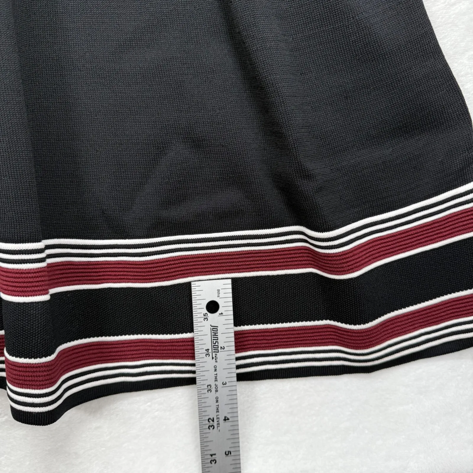 Shoshanna Knit Dress Fit & Flare Striped Sleeveless Black Red Size L‎ - Image 4