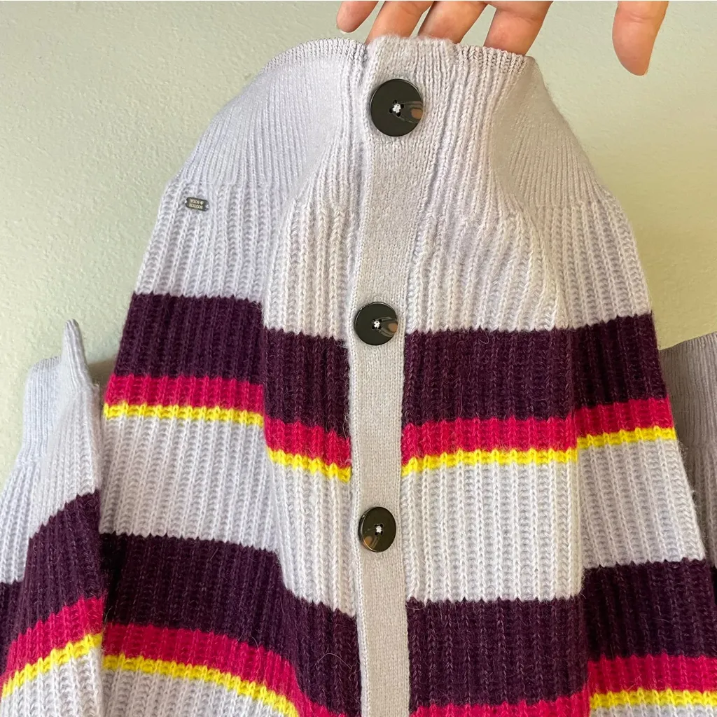 NWT Scotch & Soda Striped Fuzzy V Neck Slouchy Cardigan Size M - Image 8