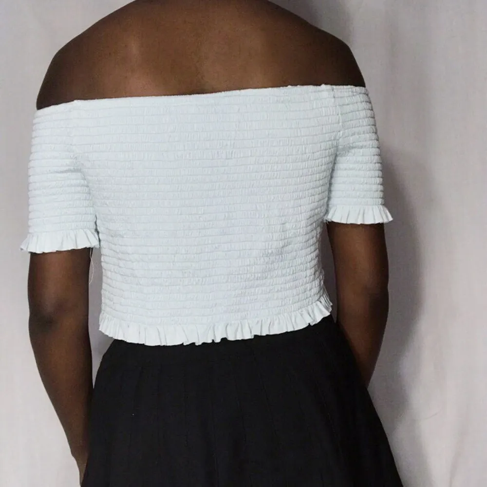 Pastel Baby blue ruffles crop top willow and clay - Image 2