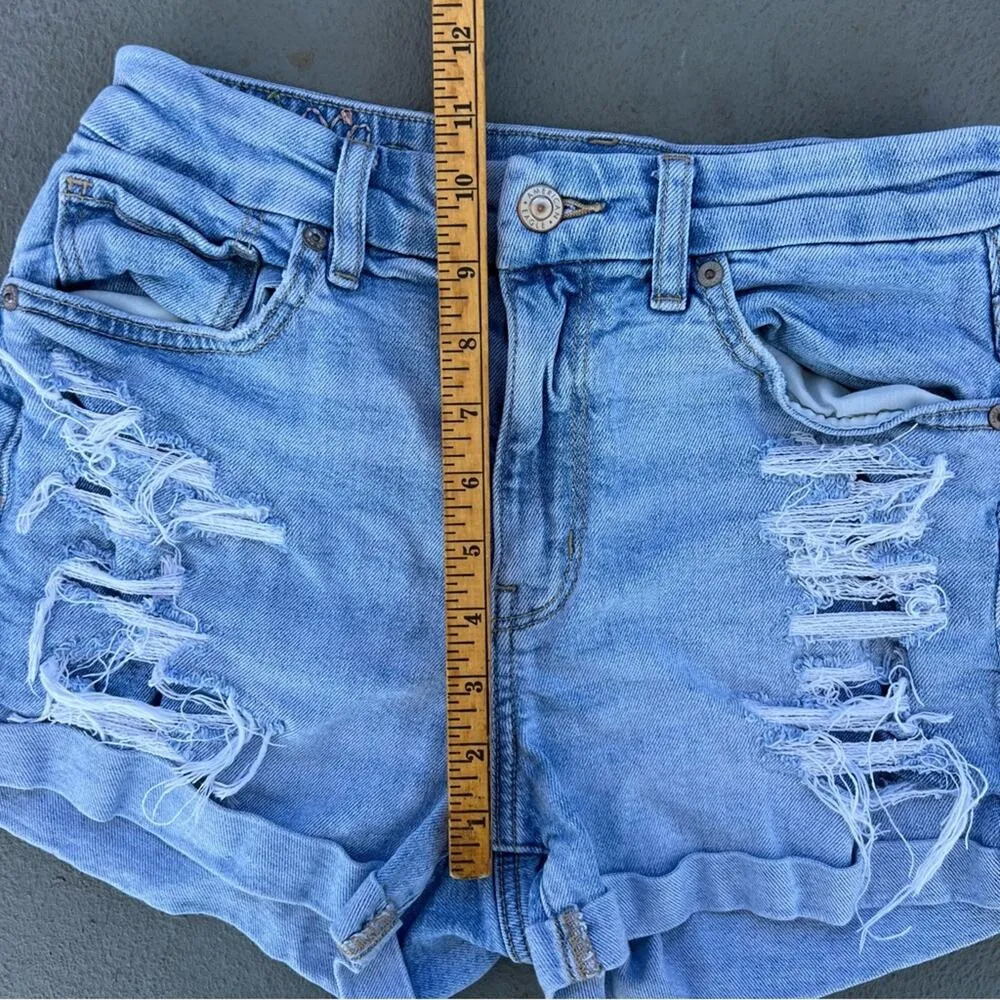 American Eagle Curvy Mom Short Embroidered Flower Distressed AEO Size 2 - Image 7