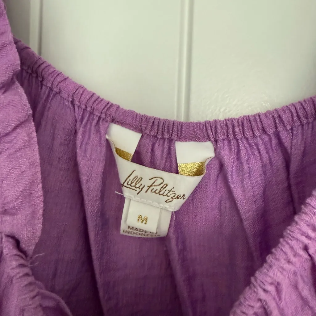 Lilly Pulitzer Purple Ruched Blouse - Image 3