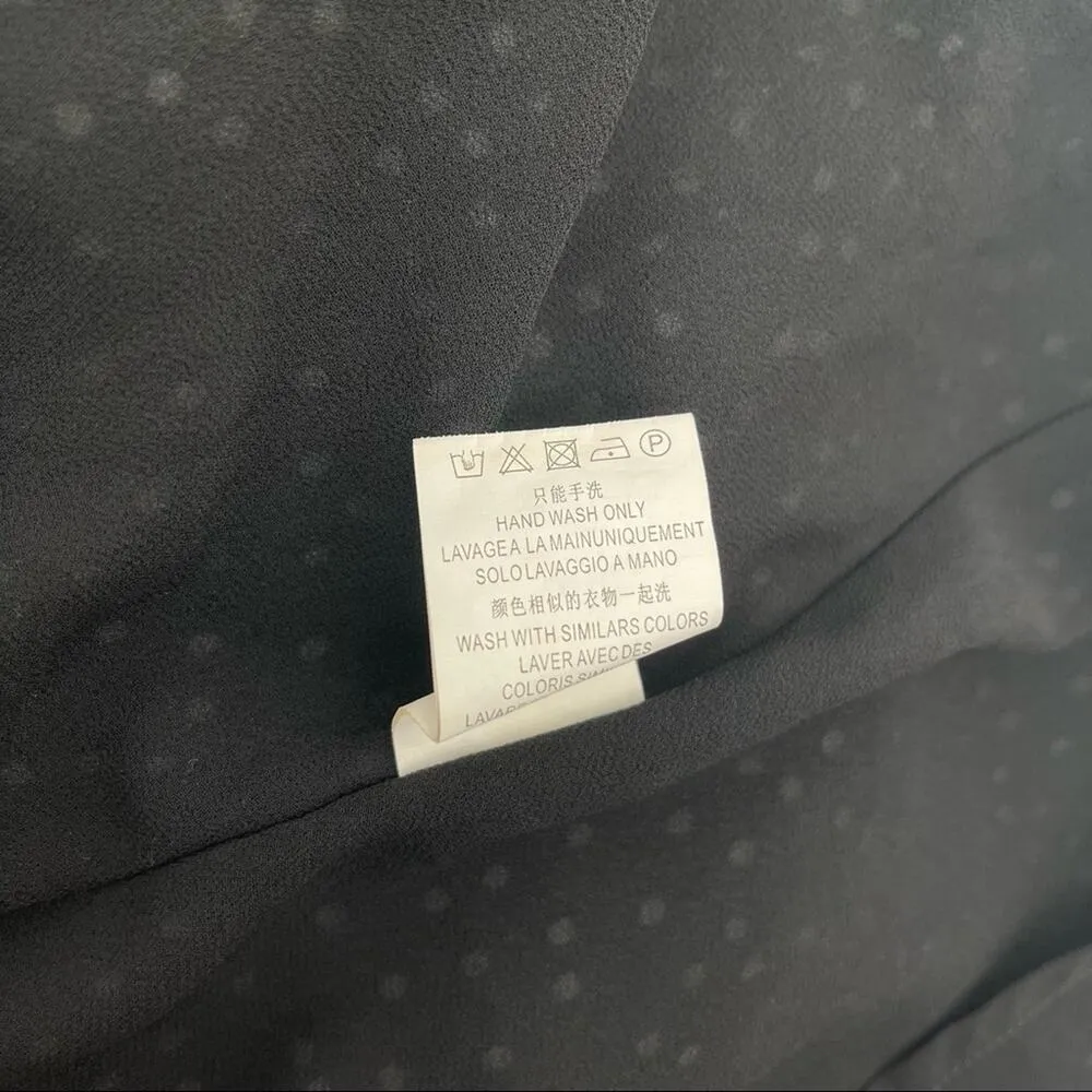 FRNCH Paris Dot Long Sleeve Dress Tie Neck B&W Polka Dots Flare Parisian SZ S/M - Image 15