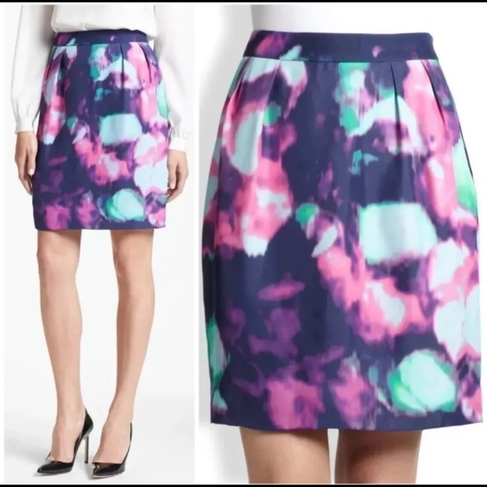 Kate Spade Pink Purple Watercolor Abstract Tie Dye Pencil Skirt Size 14 XL - Image 2
