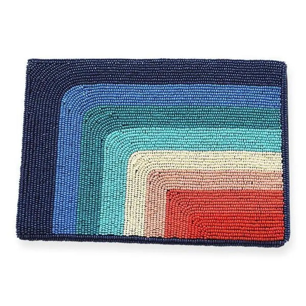 INK + ALLOY BEADED CLUTCH POUCH RAINBOW RETAIL $75.00 Blue - Image 3