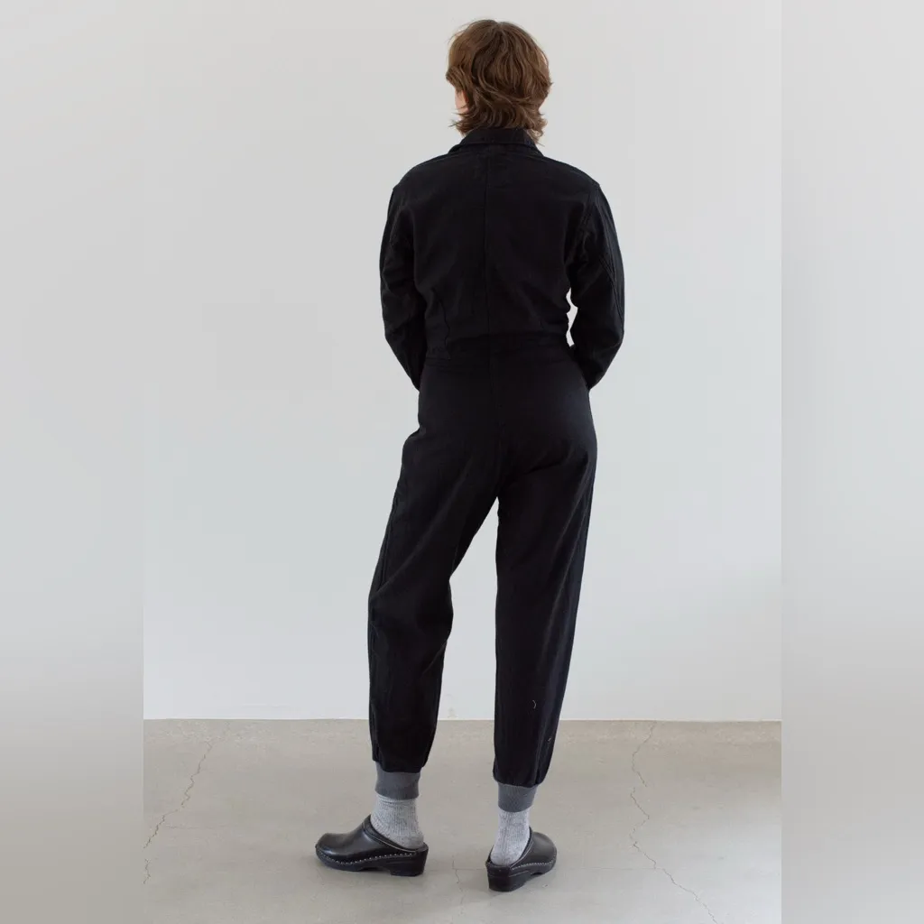 Vintage Overdye Hook & Loop Washed Black Coverall Utilitarian Jumpsuit sz Med - Image 8