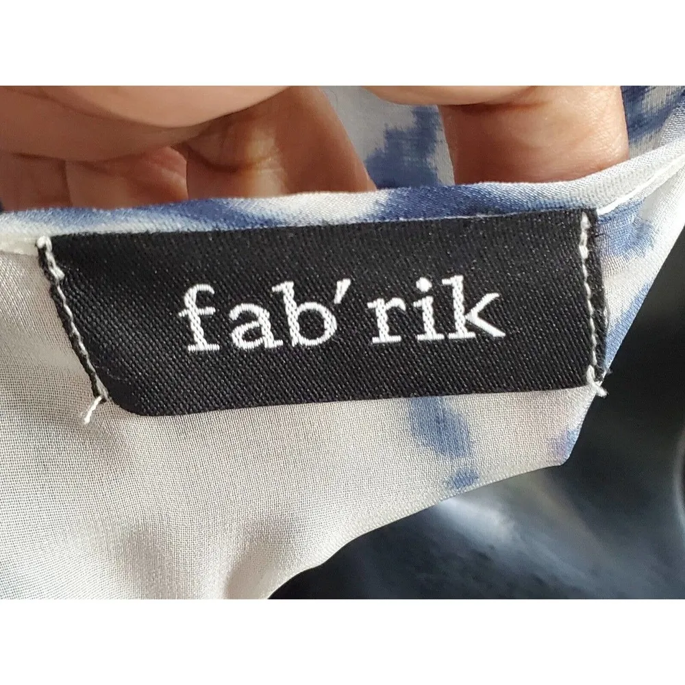 fab'rik  Women's Blue & White Polyester V-Neck Long Sleeve Romper Size Small - Image 8