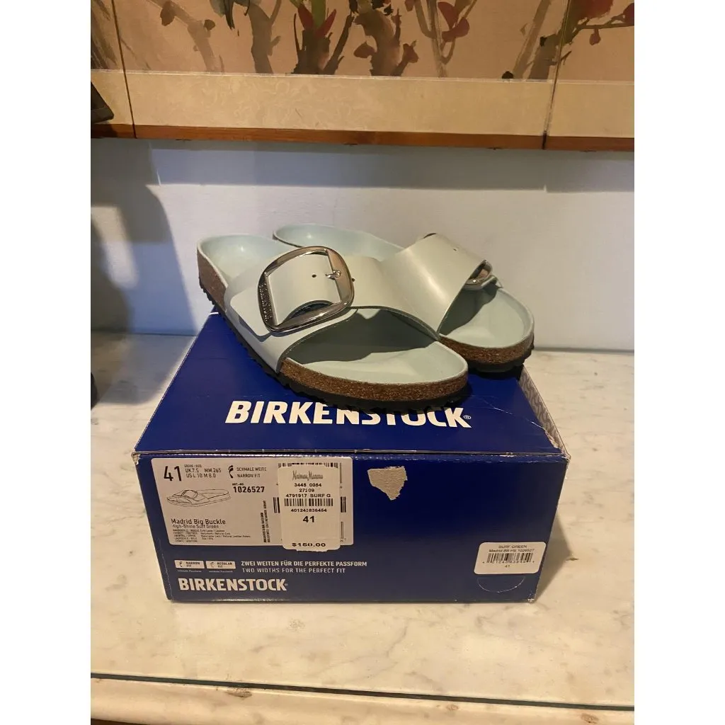 Birkenstock Madrid Big Buckle Sandals Womens Size 10 Surf Green 1026527 - Image 2