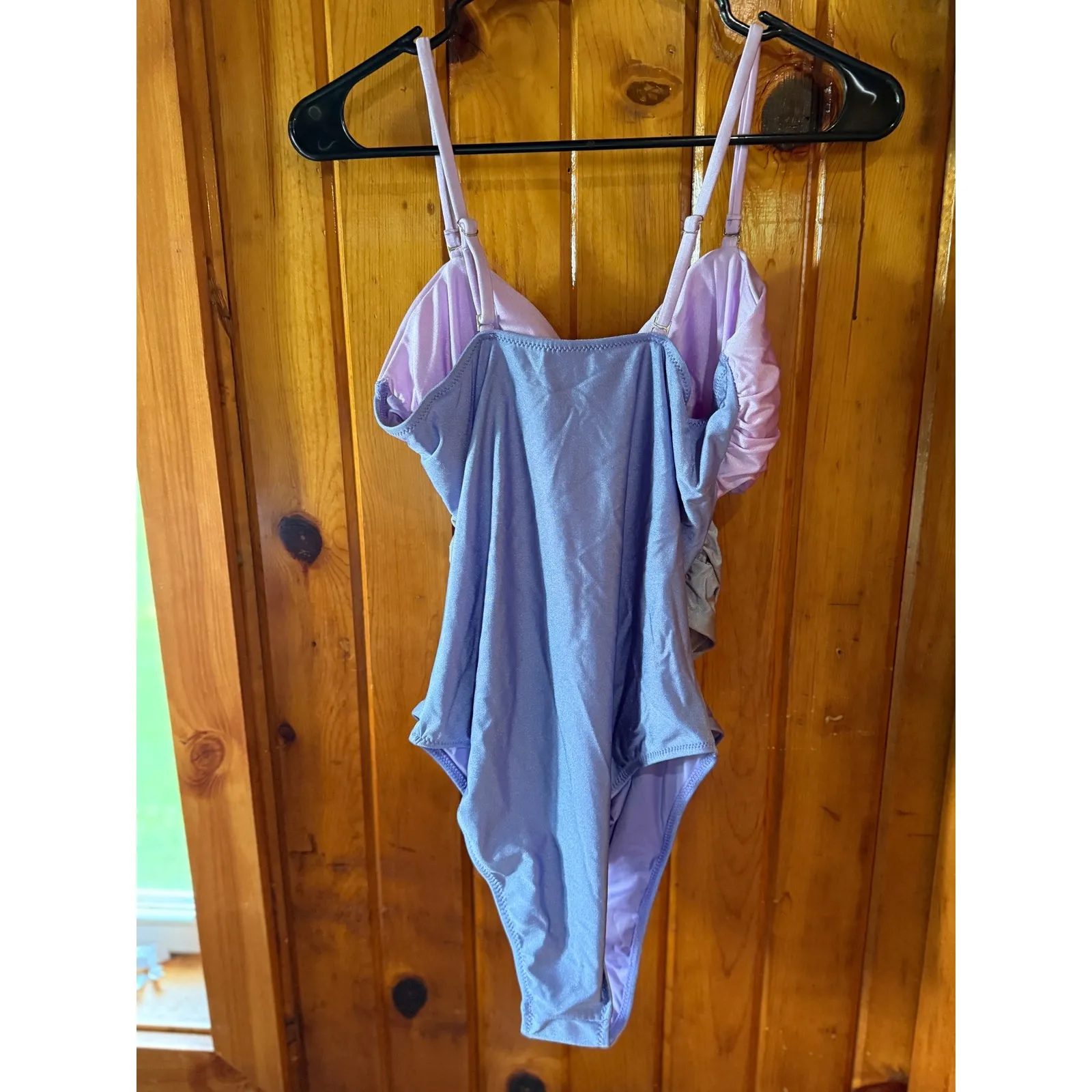 One Piece Swimsuit Cut Out Detail Embellished Accents Purple‎ size XL Purple - Image 2