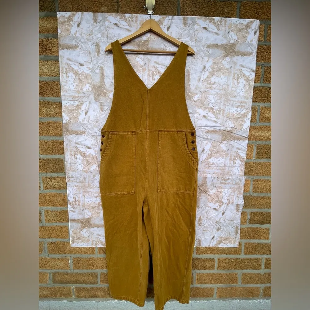 Alex Mill Womens Ollie Jumpsuit Sleeveless Cropped Denim Golden Khaki NWT XL Tan - Image 3