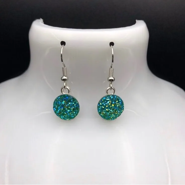 Blue Green Resin Rhinestone Jewelry Set - Image 4