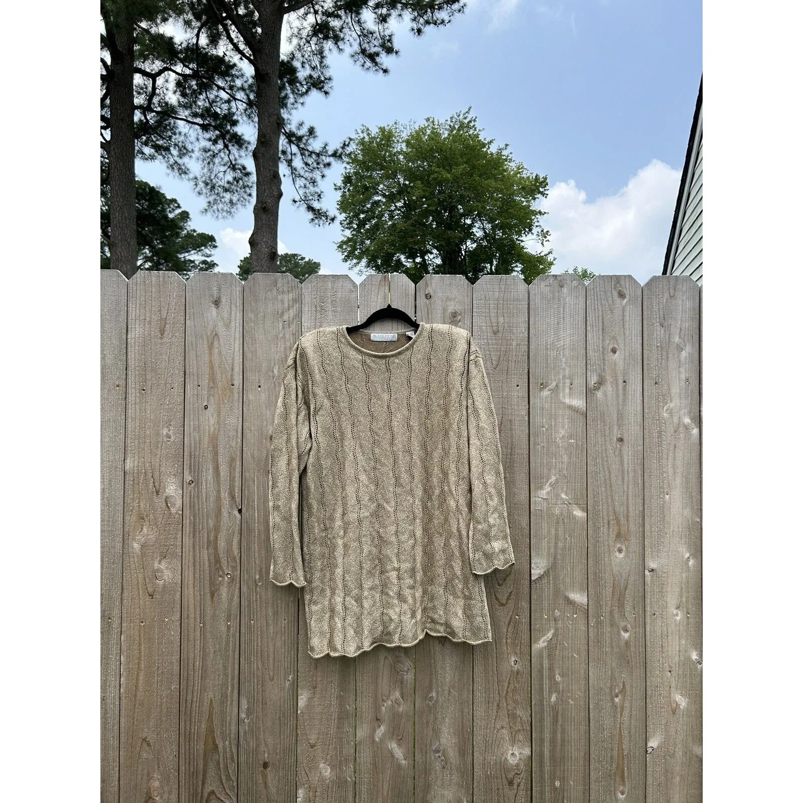 VINTAGEā VALERIE STEVENS EVENING SPARKLING METALLIC GOLD WOOL SWEATER LARGE - Image 2