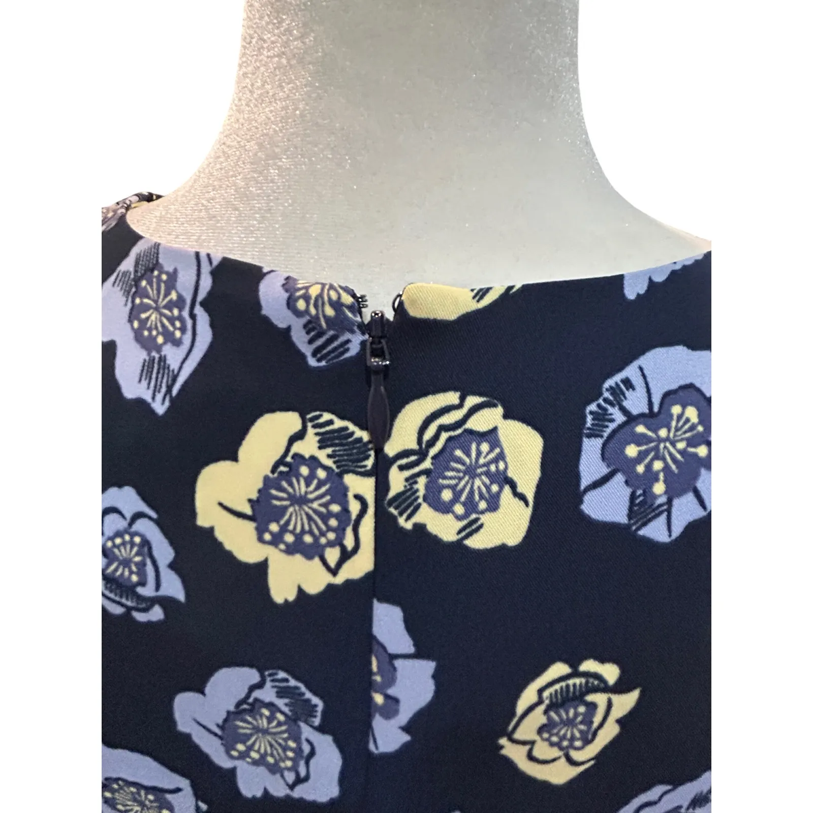 LOFT Outlet Floral Print Dress Black‎ Blue Yellow Long Sleeve Career Casual Black Size M - Image 5