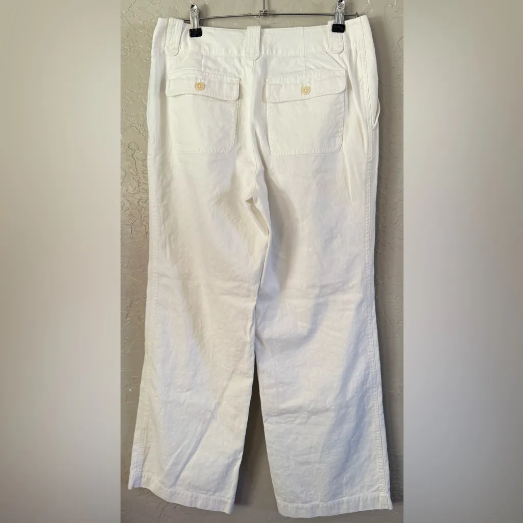 Lauren Ralph Lauren Trousers Linen Blend Women Size 6 Ivory Wide Leg Pants - Image 11
