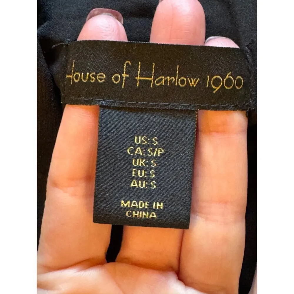 House Of Harlow 1960 Blazer Women Small Black Cropped Rhinestone‎ Fringe Coat - Image 10