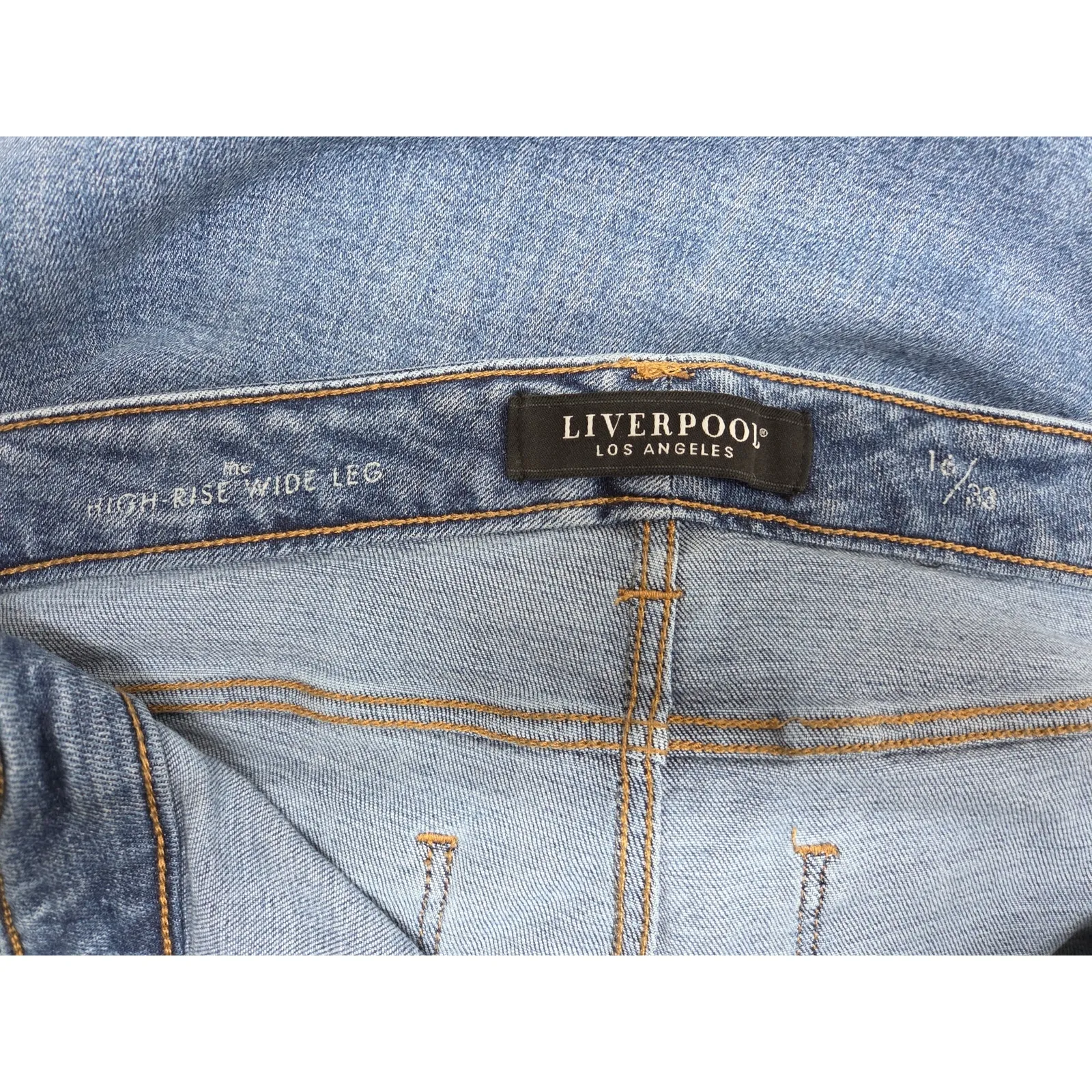 Liverpool LA High Rise Wide Leg Blue Stretch Denim Jeans Sz 16 - Image 4