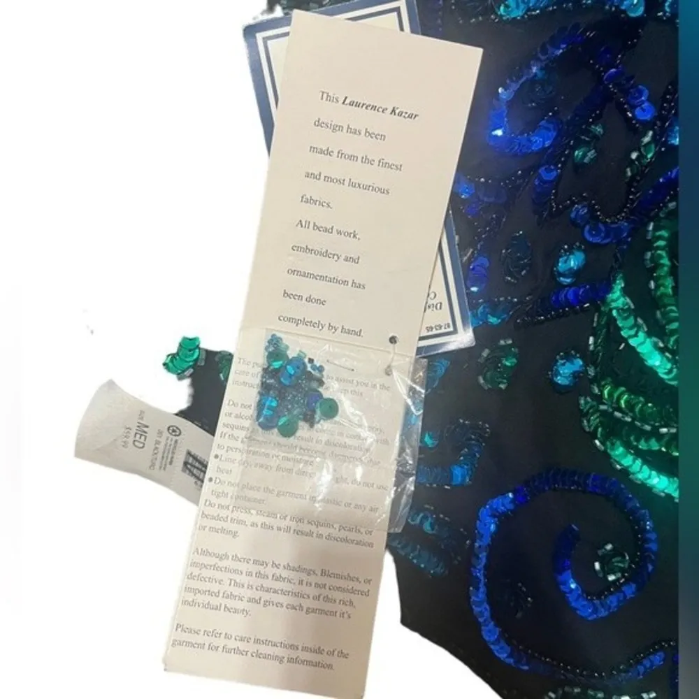 Laurence Kazar Vintage Beaded Silk Sequin Jacket 80s Glam Medium - Image 7