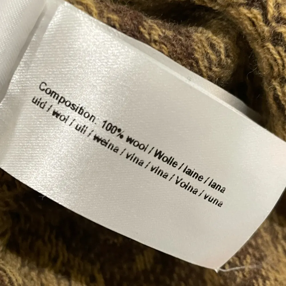 Flavored Tartan wool cardigan Float floral brown lavender red orange yellow tan Size M - Image 14