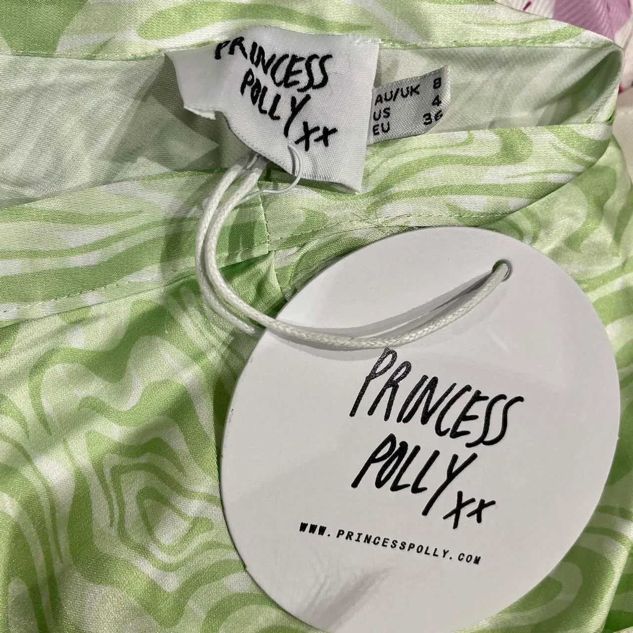 Princess Polly Light Green Marble Wrap Skirt - Image 3