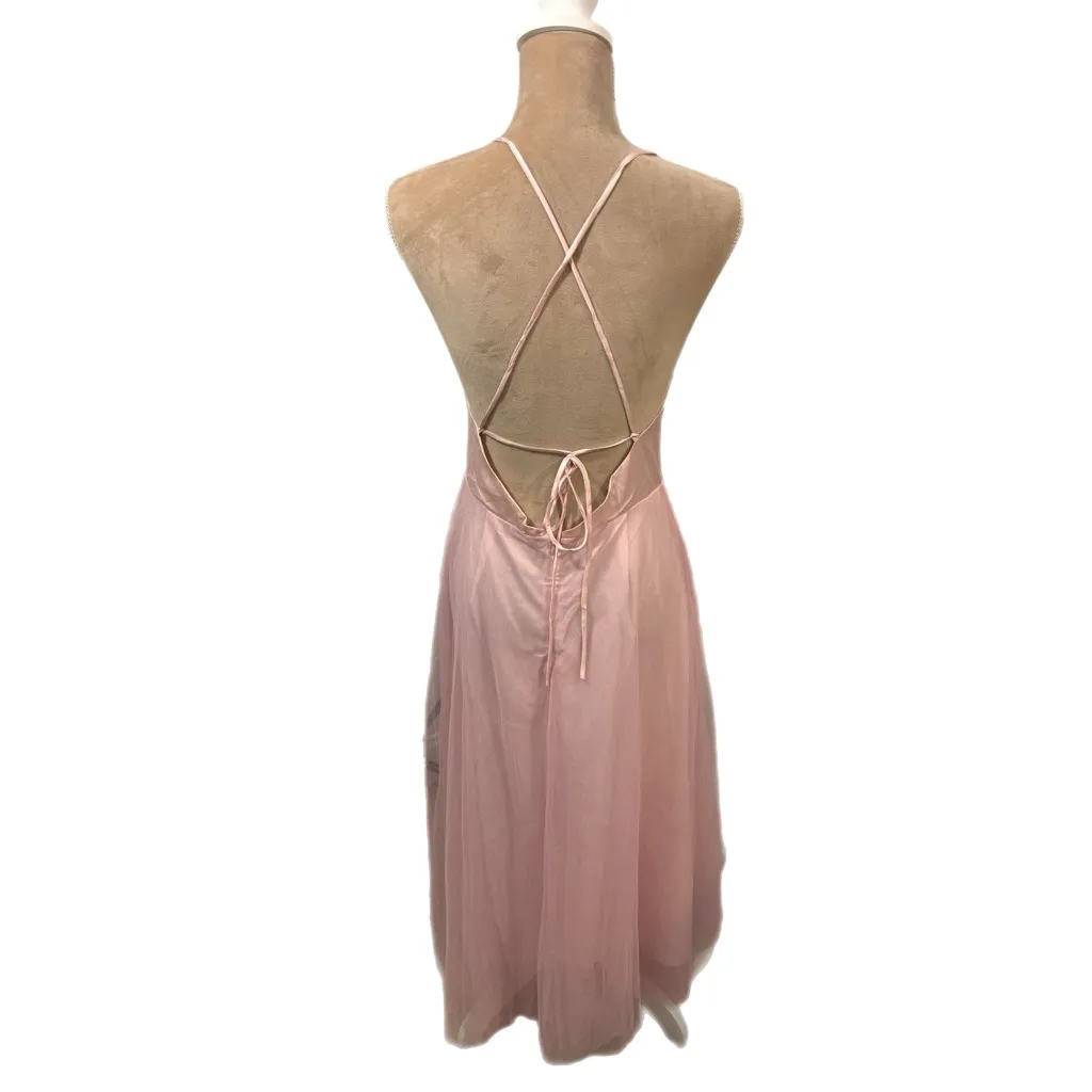 Cupshe Madison Beach Wedding Honeymoon Tulle Tie Back Maxi Dress Pink Sz M - Image 8
