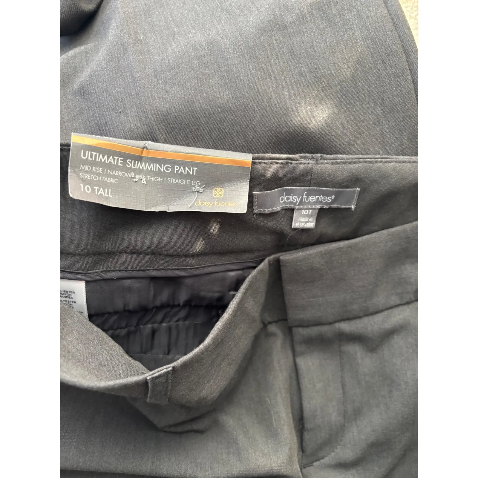 Daisy Fuentes Slimming Straight-Leg Pants – Charcoal Gray – Size 10 Tall – NWT - Image 3