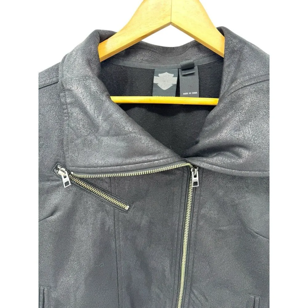 Harley-Davidson Women's Asymmetric Coated Ponte Biker Jacket, 97580-16VW. MEDIUM - Image 3