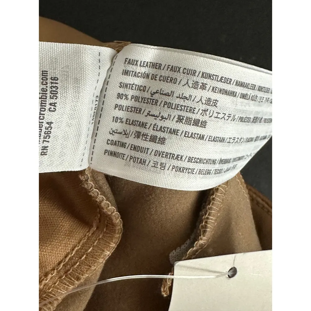 Abercrombie & Fitch Vegan Leather Shorts Womens Size XS Camel Tan High Rise - Image 6