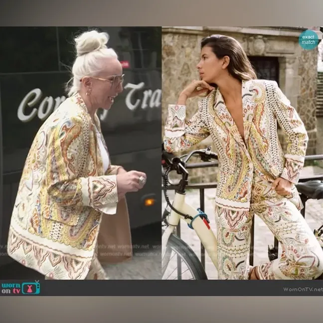 ZARA PRINTED LINEN BLEND BLAZER SIZE XS NEW - Image 5