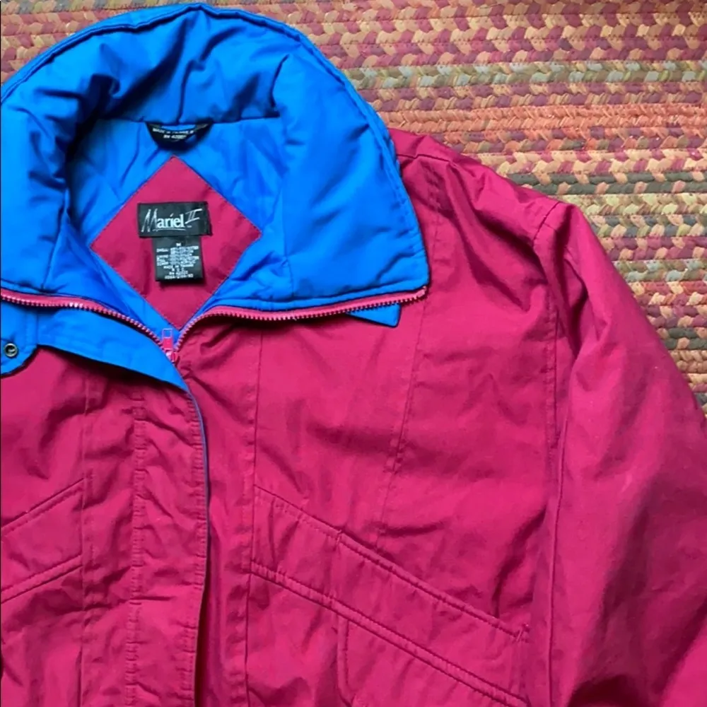 VINTAGE RAPSBERRY PINK LINED HEAVY FILLED WINTER JACKET Size M - Image 2