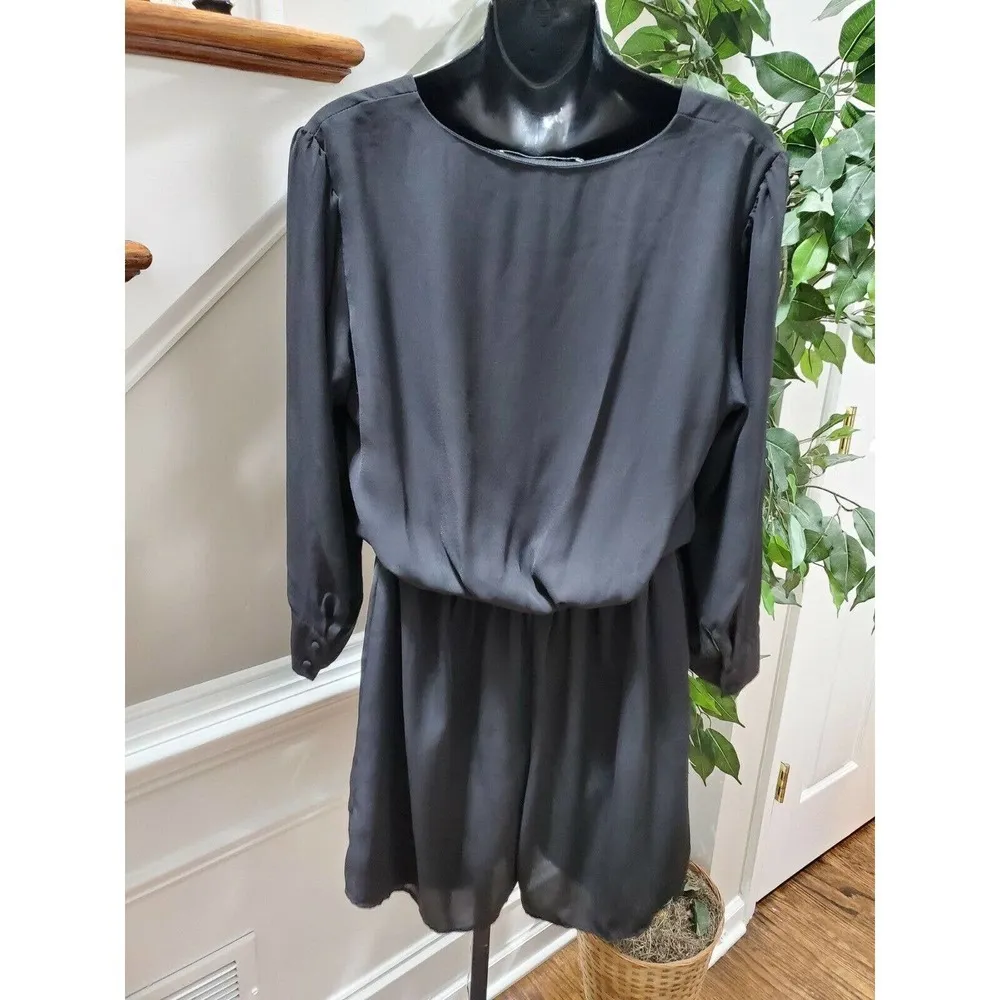 Collective Concepts Black Polyester V-Neck Long Sleeve Knee Length Romper L - Image 7