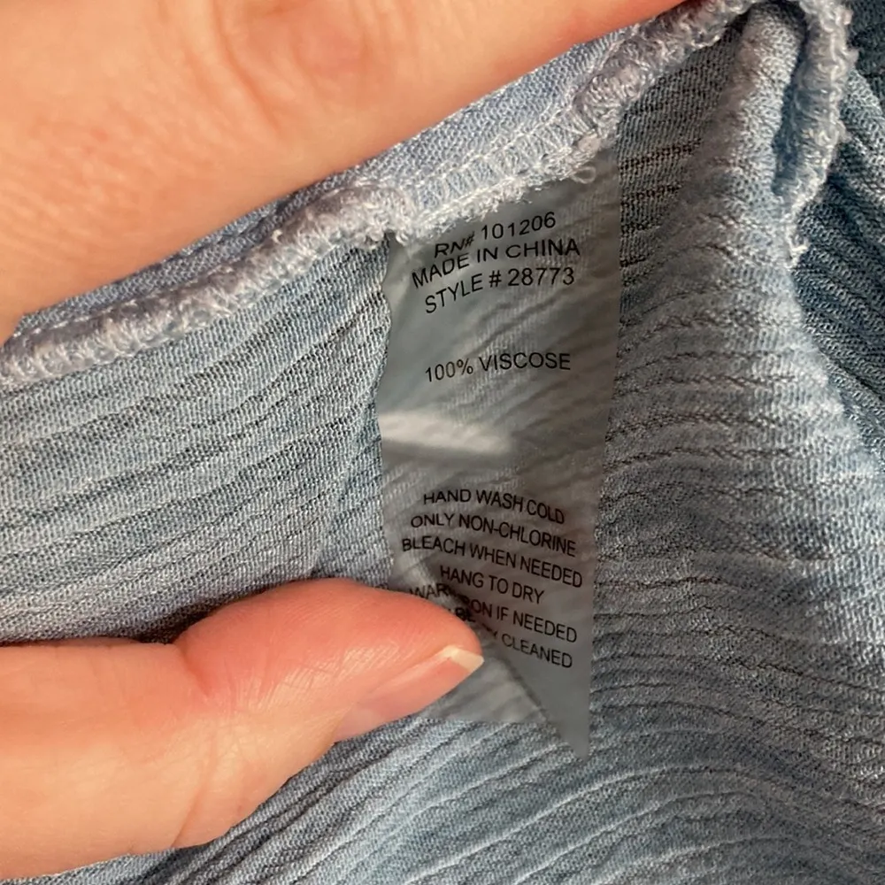 Soft Surroundings | Blue Asymmetrical Hem Cowl Neck Top sz large - Image 5