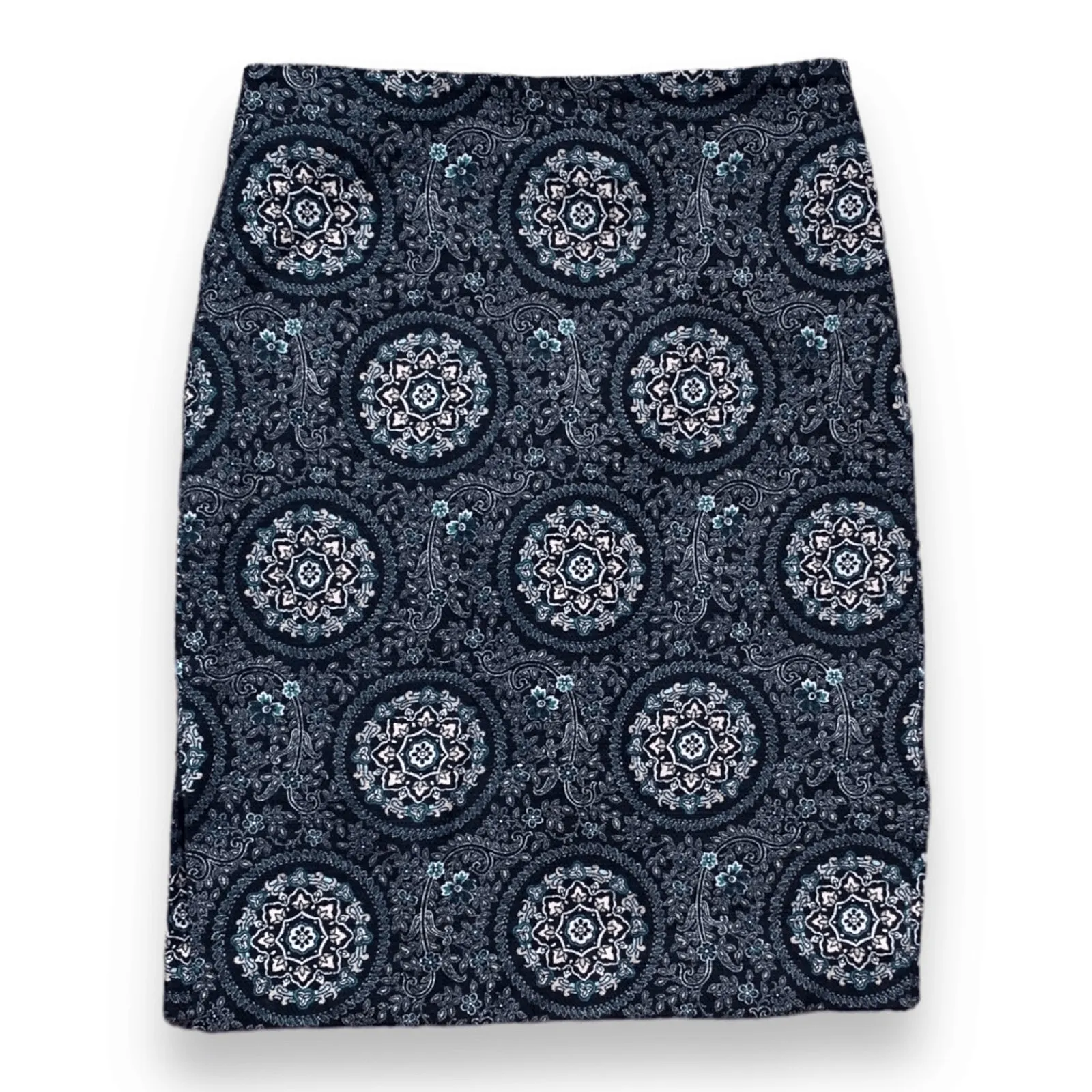 Loft Outlet Skirt Navy Blue Floral Geometric Print Pencil Petite Size 2 Classic - Image 8