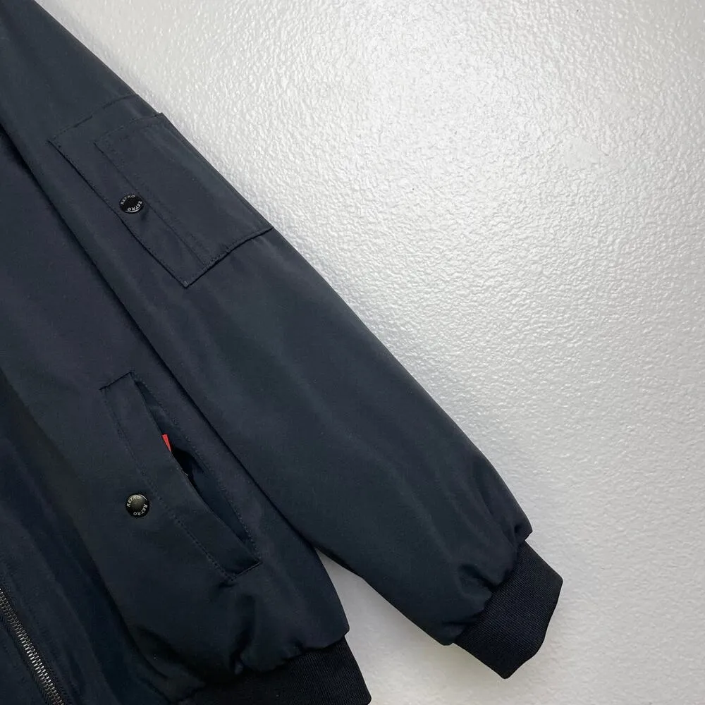 Retro Rifle Fiesta Bomber Jacket XS Black Full Zip Reversible Red Floral NWT - Image 9