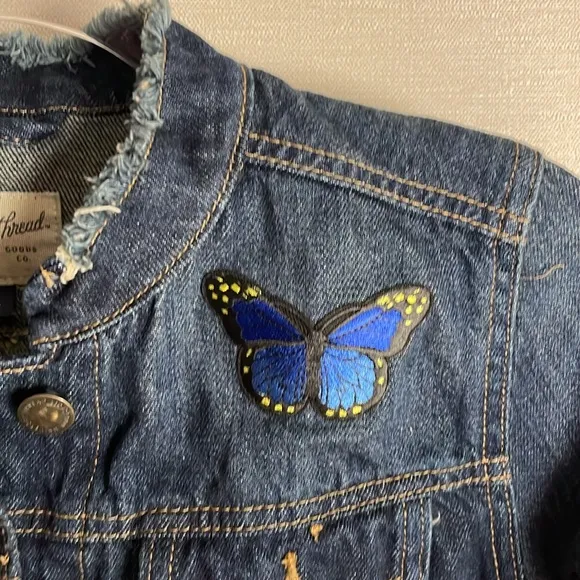 Custom Denim Jacket with Butterfly Embroidery - Image 2