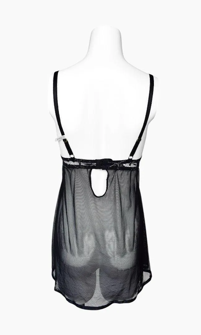 Daisy Fuentes ✦ Black Mesh Sheer Lingerie Nightgown - Image 6