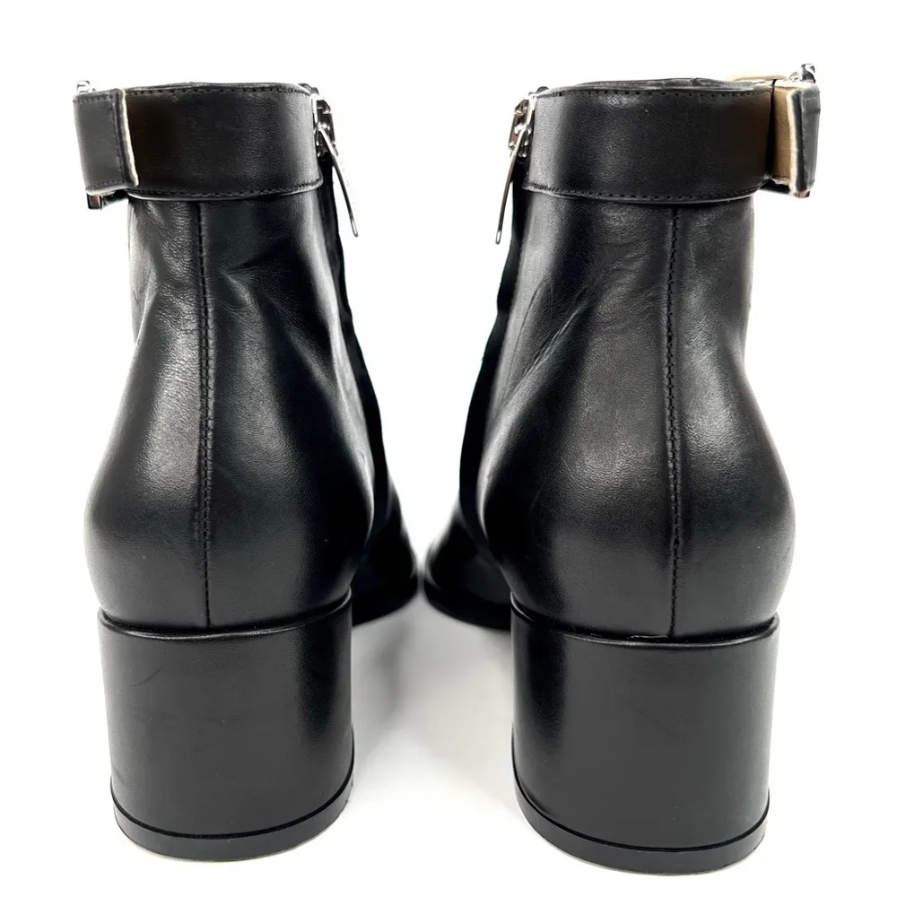 Sergio Rossi Women's Black Leather SR Logo Buckled Ankle Booties Size EU 34.5 - Image 4