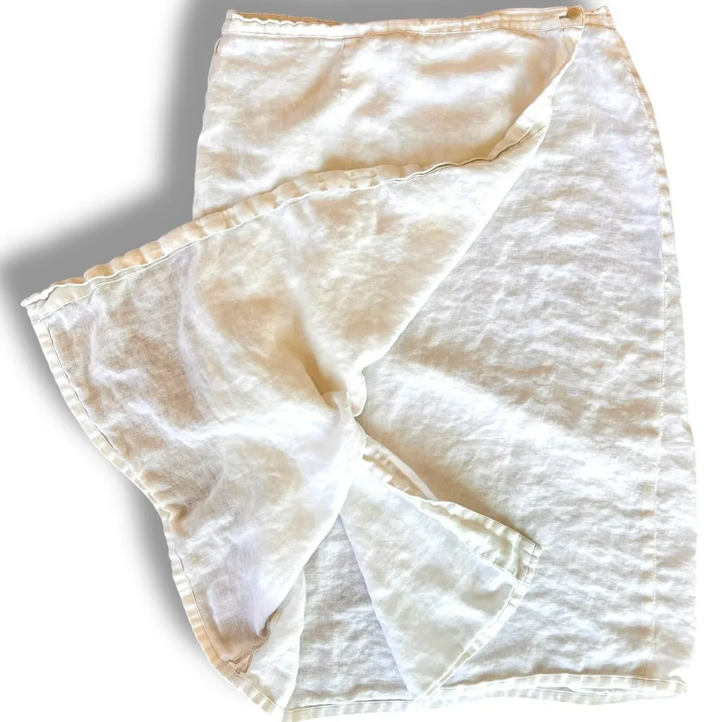 Y2K Style And Co Collection Women’s 100% Linen Wrap Around Cream Color Skirt 18W - Image 2