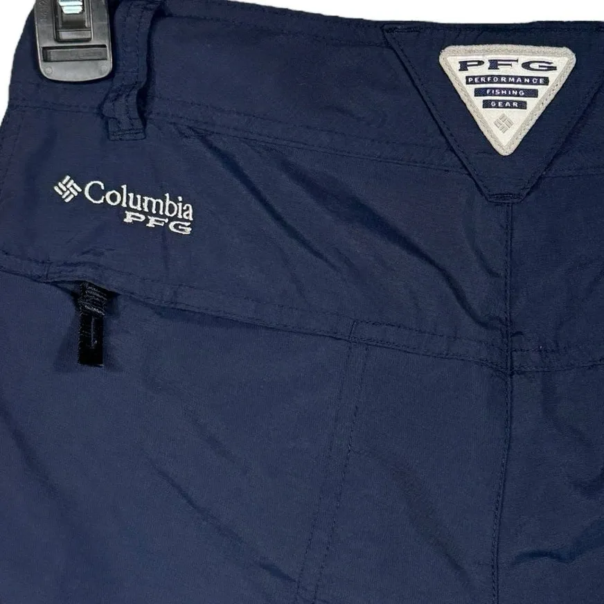Columbia SZ 2 PFG Capris Pants Low-Rise Adjustable Waist Cargo Pocket Navy Blue - Image 6