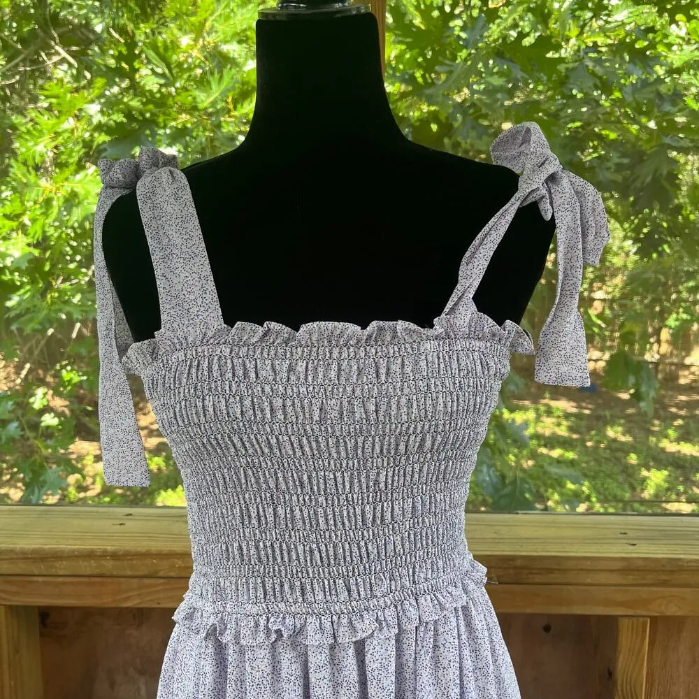 Chelsea & Violet Women's Purple Spotted Tie Sleeve Maxi Dress Size L - Image 4