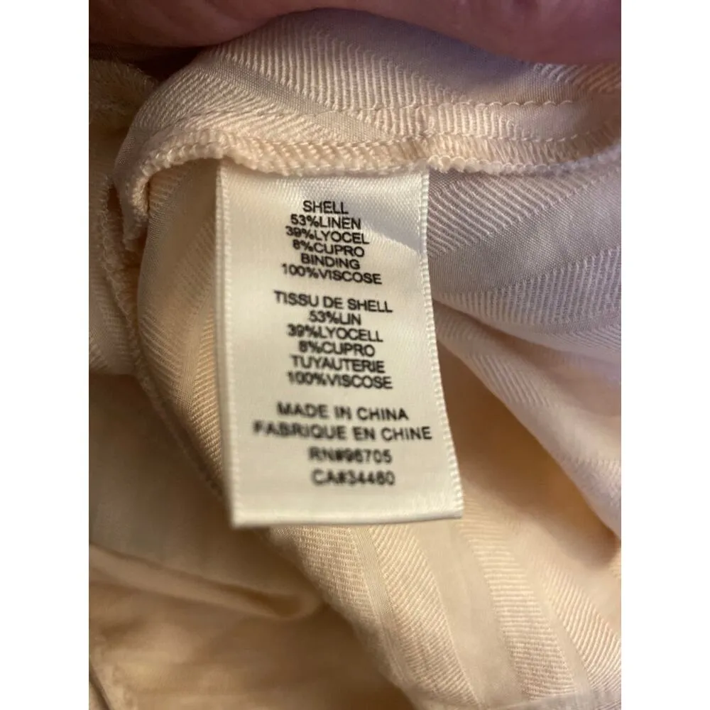 Rebecca Taylor Textured Stripe Peplum Top linen blend in Creme size 6 - Image 11