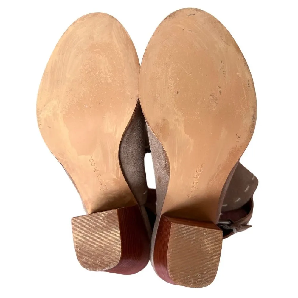 Frye Co Suede Donna Slingback Sandals Sz 9M Ash Suede Leather Heels Peep… - Image 6