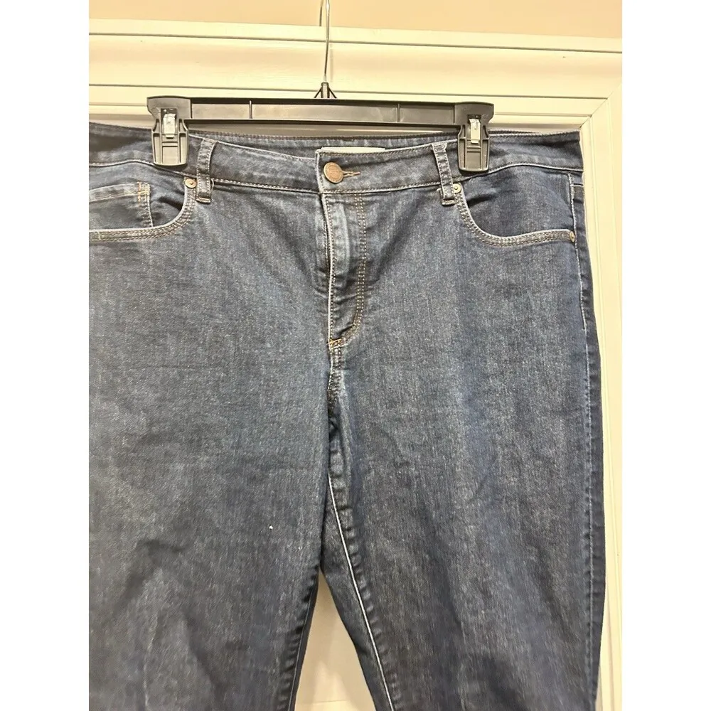 Ann Taylor loft jeans womens size 32/14 curvy skinny stretch mid rise denim blue - Image 4