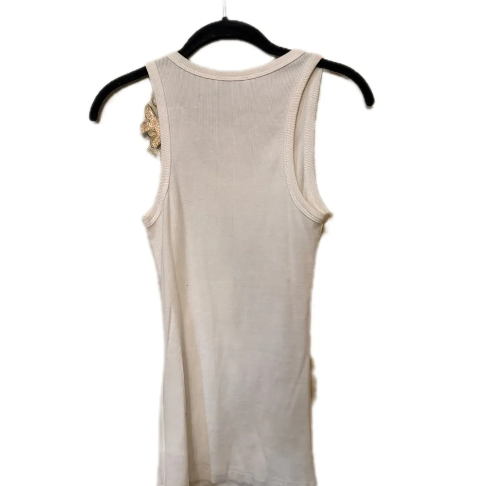 Bebe Vintage Y2K White Tank Top with Gold Embellishment - Image 2