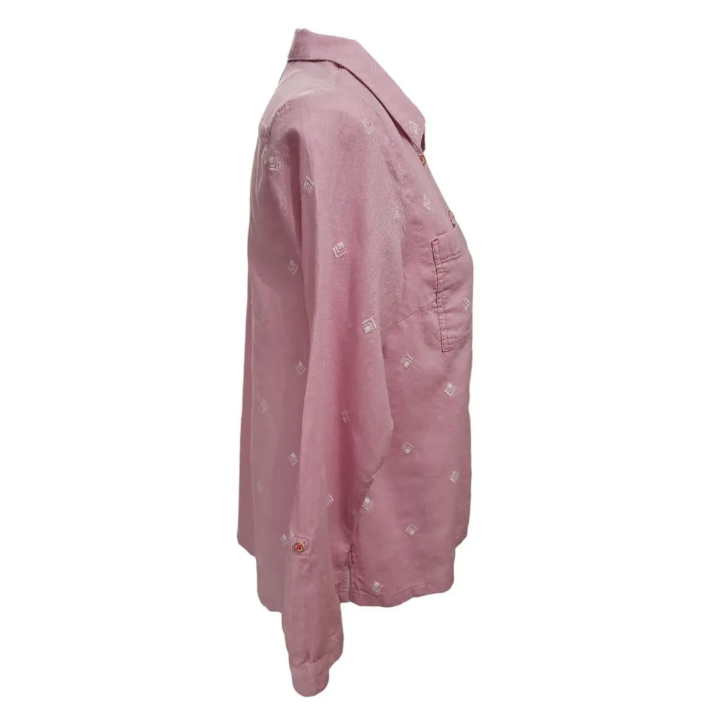 Women's WHITE STUFF Pink & White Button Down Shirt Size 6 - Image 3