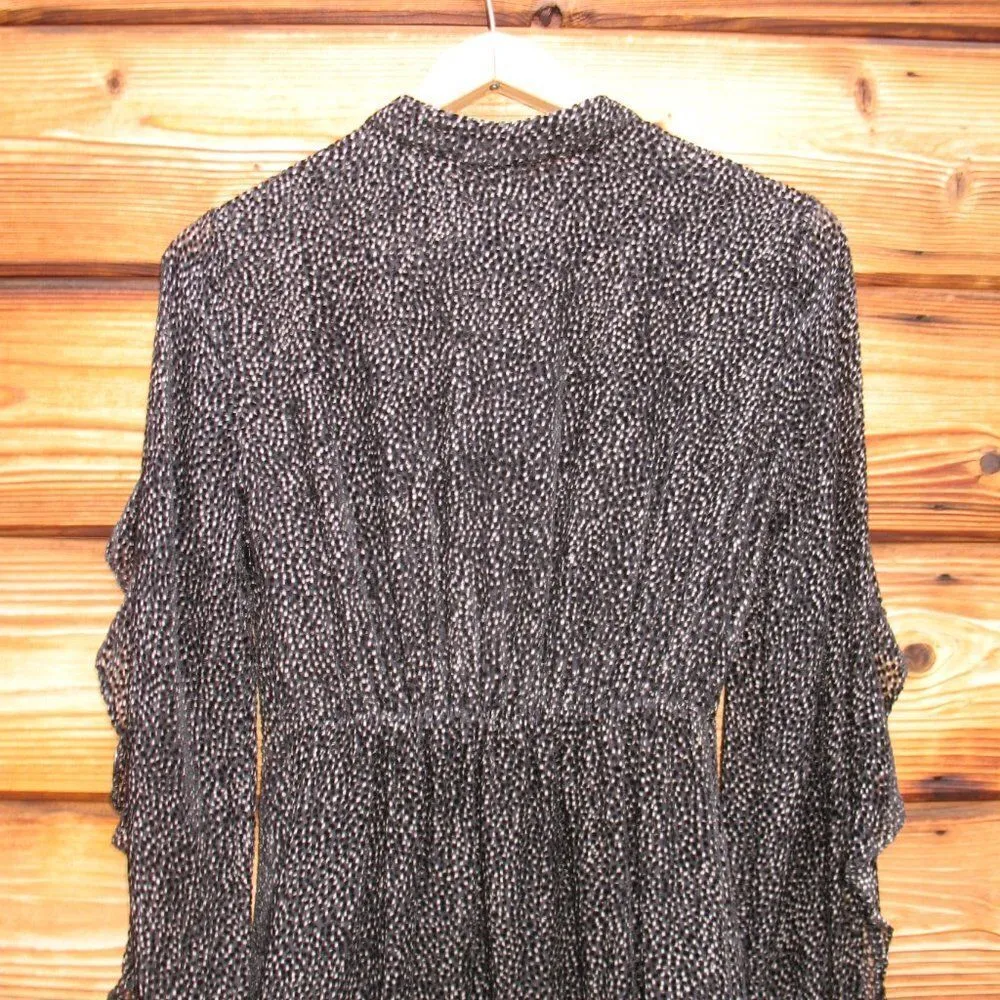 Pinko Silk Blend Ruffle Trim Mini Dress Black Size XXS - Image 7